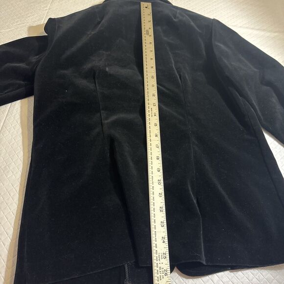 Vintage The Traveler by Connie Black Velvet Blazer Jacket Medium Lagenlook - Picture 7 of 9